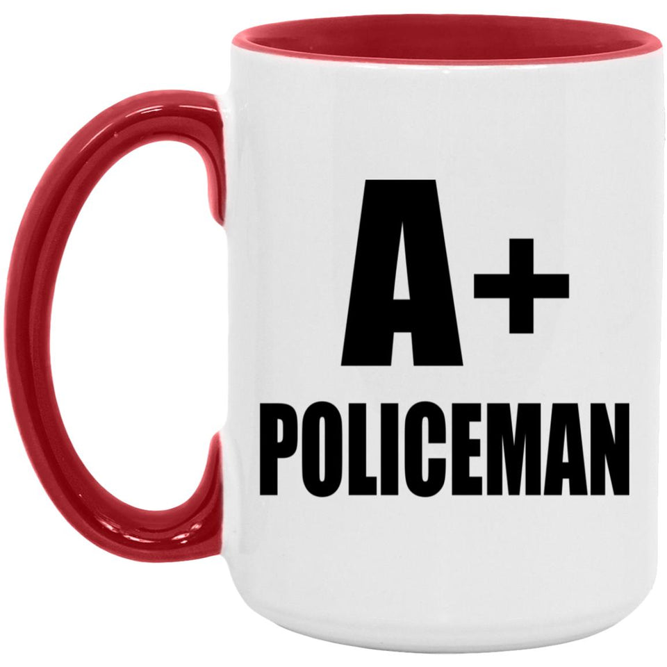 A+ Policeman - 15oz Accent Mug Red