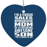 Proud Sales Representative Mom Of Awesome Son - Heart Ornament