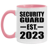 Security Guard Established EST. 2023 - 11oz Accent Mug Pink
