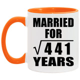 21st Anniversary Married For Square Root of 441 Years - 11oz Accent Mug Orange
