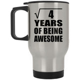 2nd Birthday Square Root of 4 Years of Being Awesome - Silver Travel Mug