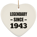 81st Birthday Legendary Since 1943 - Heart Ornament