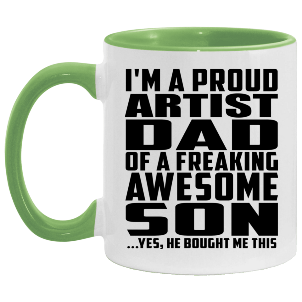 Proud Artist Dad Of Awesome Son - 11oz Accent Mug Green