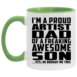 Proud Artist Dad Of Awesome Son - 11oz Accent Mug Green