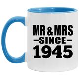 79th Anniversary Mr & Mrs Since 1945 - 11oz Accent Mug Blue