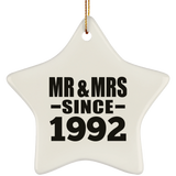 32nd Anniversary Mr & Mrs Since 1992 - Star Ornament
