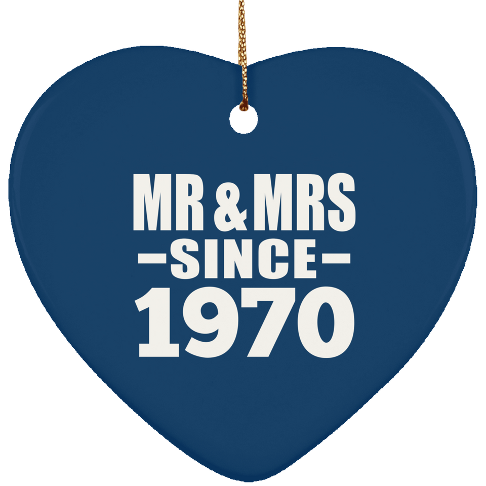 54th Anniversary Mr & Mrs Since 1970 - Heart Ornament