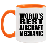 World's Best Aircraft Mechanic - 11oz Accent Mug Orange