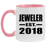 Jeweler Established EST. 2018 - 11oz Accent Mug Pink