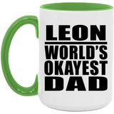 Leon World's Okayest Dad - 15oz Accent Mug Green