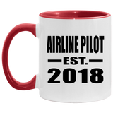 Airline Pilot Established EST. 2018 - 11oz Accent Mug Red
