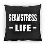 Seamstress Life - Throw Pillow Black