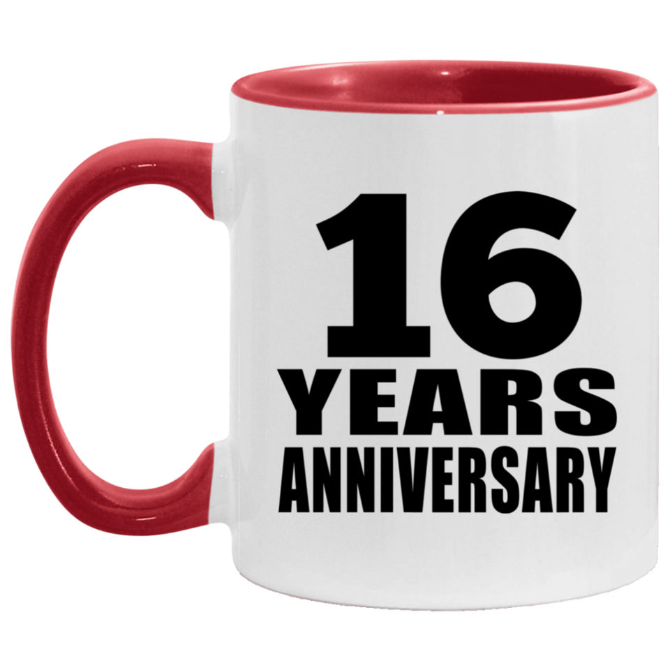 16th Anniversary 16 Years - 11oz Accent Mug Red
