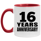 16th Anniversary 16 Years - 11oz Accent Mug Red