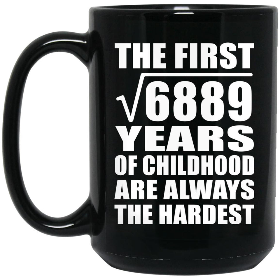 83rd Birthday Square Root of 6889 Years of Childhood - 15oz Coffee Mug Black