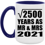 50th Anniversary Square Root of 2500 Years As Mr & Mrs 2021 - 15oz Accent Mug Purple