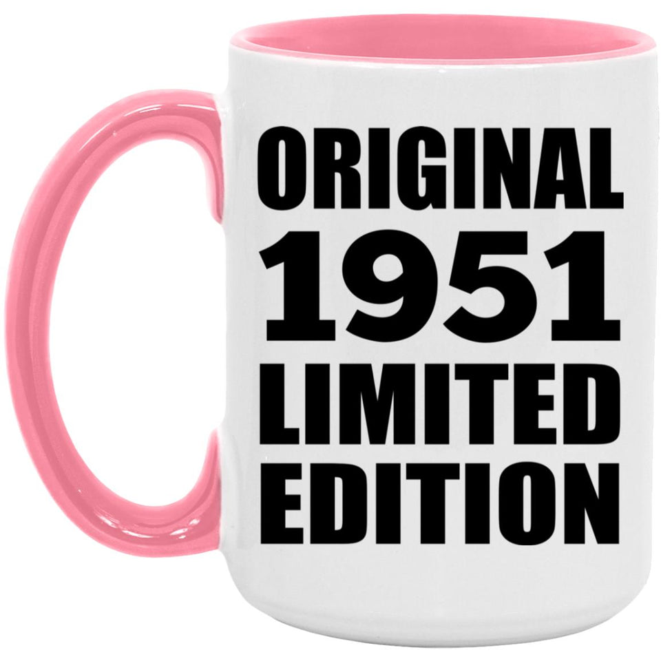 73rd Birthday Original 1951 Limited Edition - 15oz Accent Mug Pink