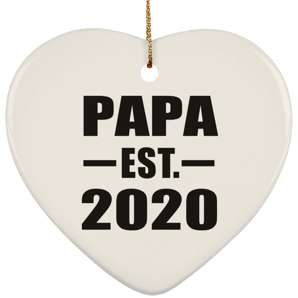 Papa Established EST. 2020 - Heart Ornament