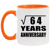 8th Anniversary Square Root of 64 Years Anniversary - 11oz Accent Mug Orange