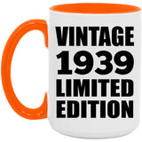 85th Birthday Vintage 1939 Limited Edition - 15oz Accent Mug Orange