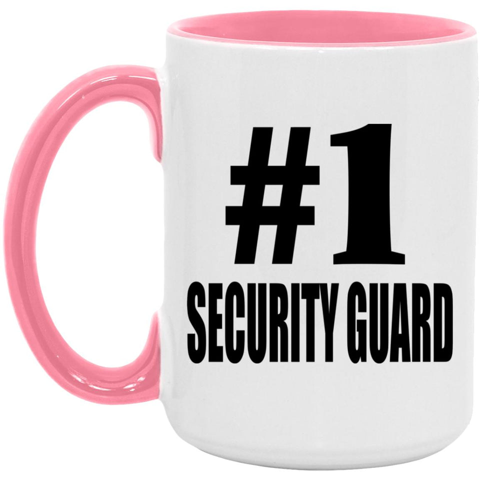 Number One #1 Security Guard - 15oz Accent Mug Pink