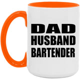 Dad Husband Bartender - 15oz Accent Mug Orange