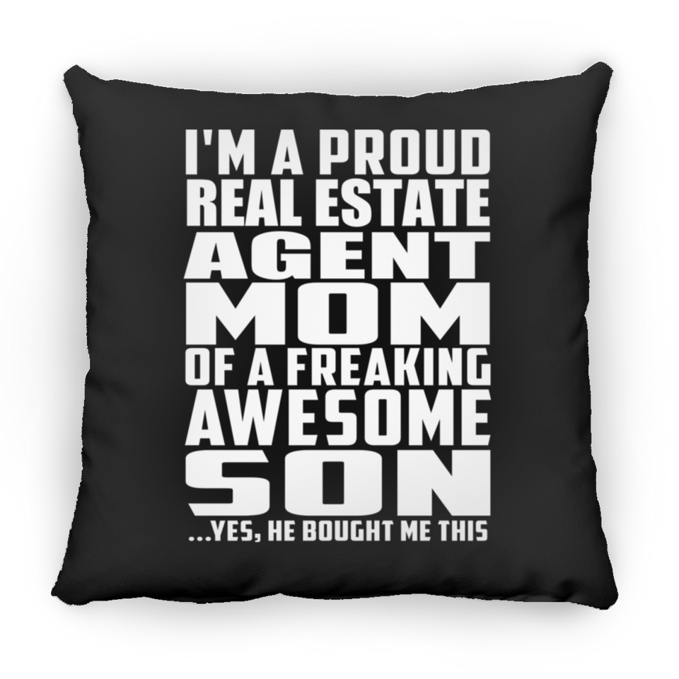 Proud Real Estate Agent Mom Of Awesome Son - Throw Pillow Black