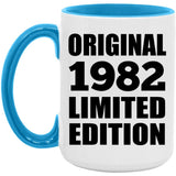 42nd Birthday Original 1982 Limited Edition - 15oz Accent Mug Blue