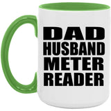 Dad Husband Meter Reader - 15oz Accent Mug Green