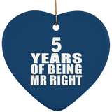5th Anniversary 5 Years Of Being Mr Right - Heart Ornament