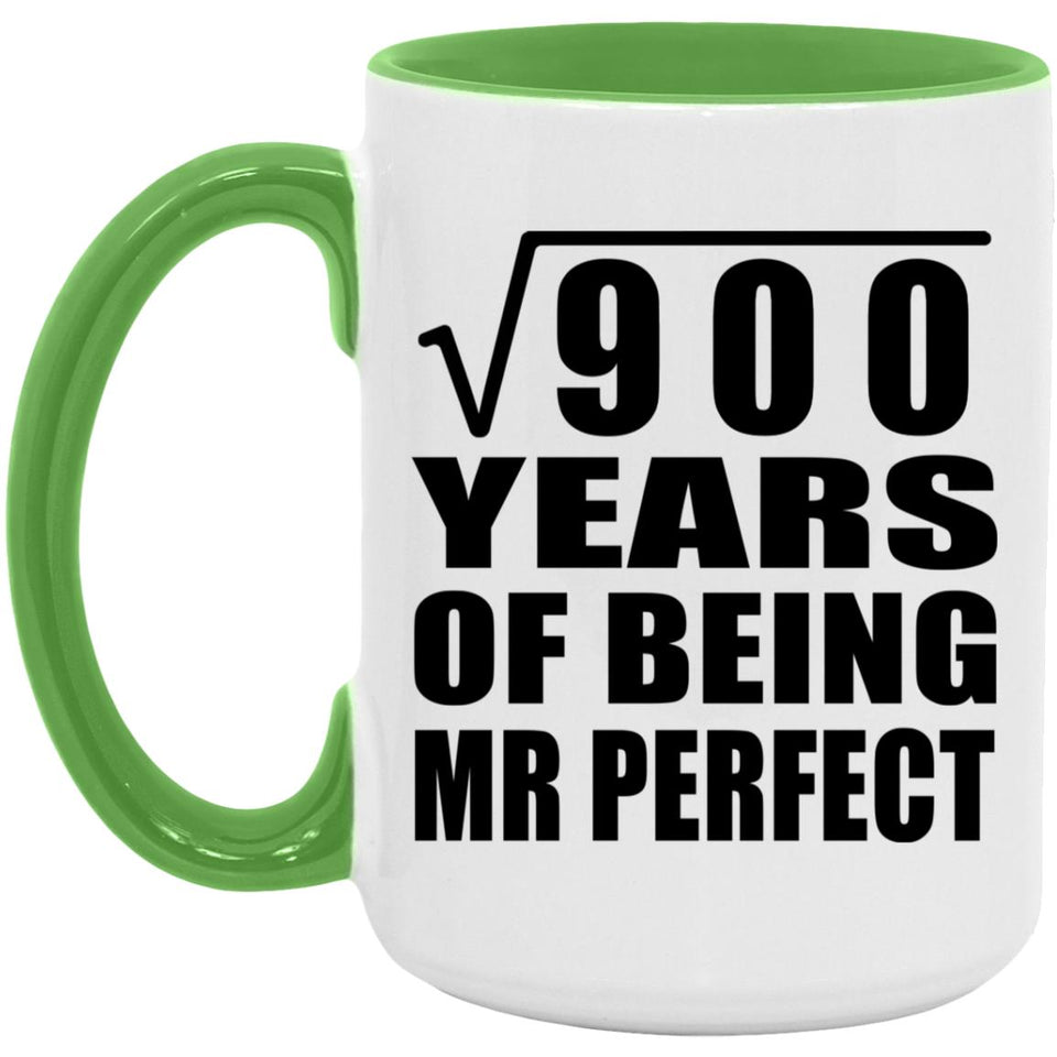 30th Anniversary Square Root of 900 Years of Mr Perfect - 15oz Accent Mug Green