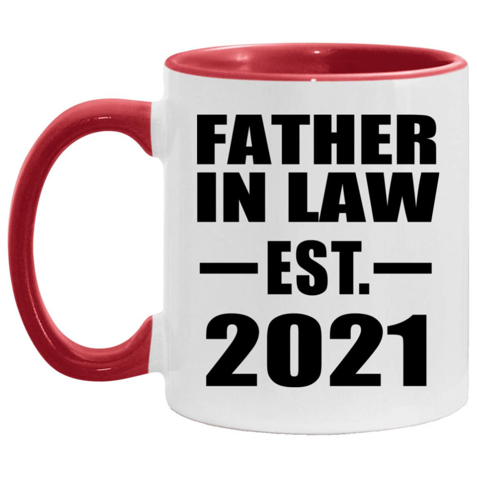 Father In Law Established EST. 2021 - 11oz Accent Mug Red