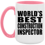 World's Best Construction Inspector - 15oz Accent Mug Pink