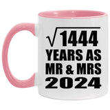 38th Anniversary Square Root of 1444 Years As Mr & Mrs 2024 - 11oz Accent Mug Pink
