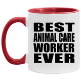 Best Animal Care Worker Ever - 11oz Accent Mug Red