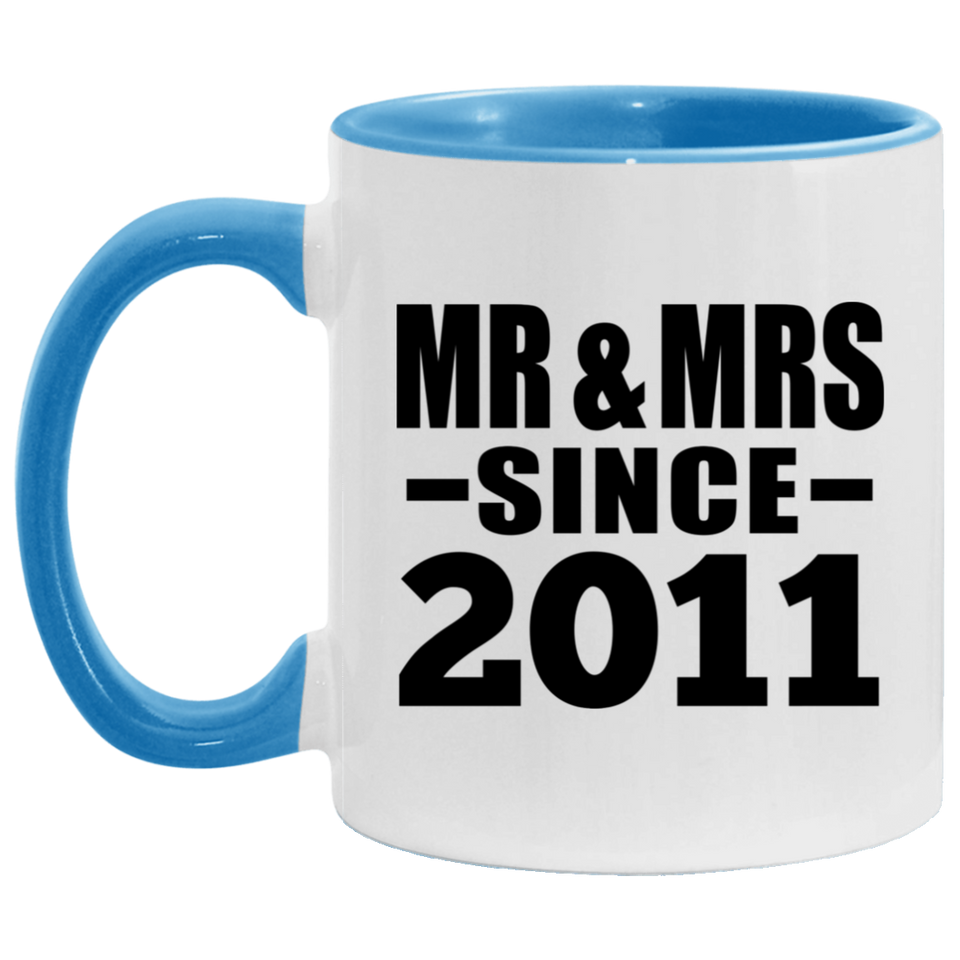 13th Anniversary Mr & Mrs Since 2011 - 11oz Accent Mug Blue