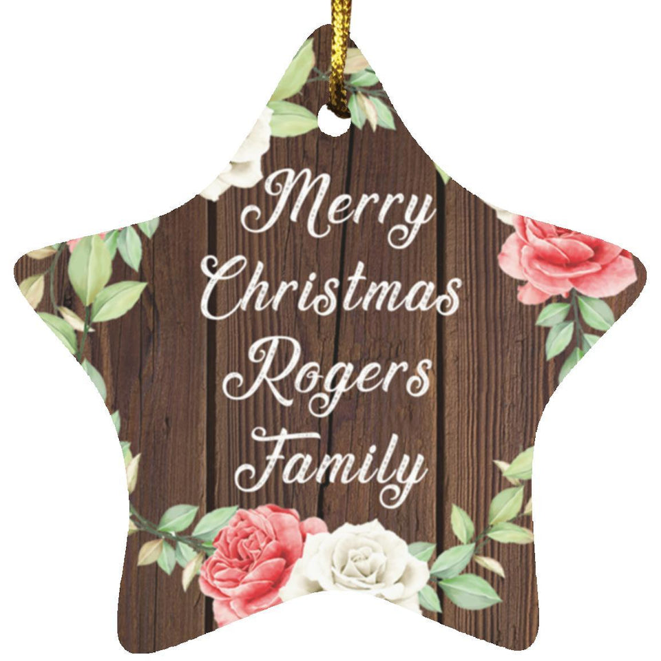 Merry Christmas Rogers Family - Star Ornament A