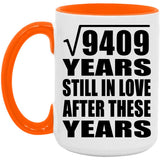 97th Anniversary Square Root of 9409 Years Still In Love - 15oz Accent Mug Orange