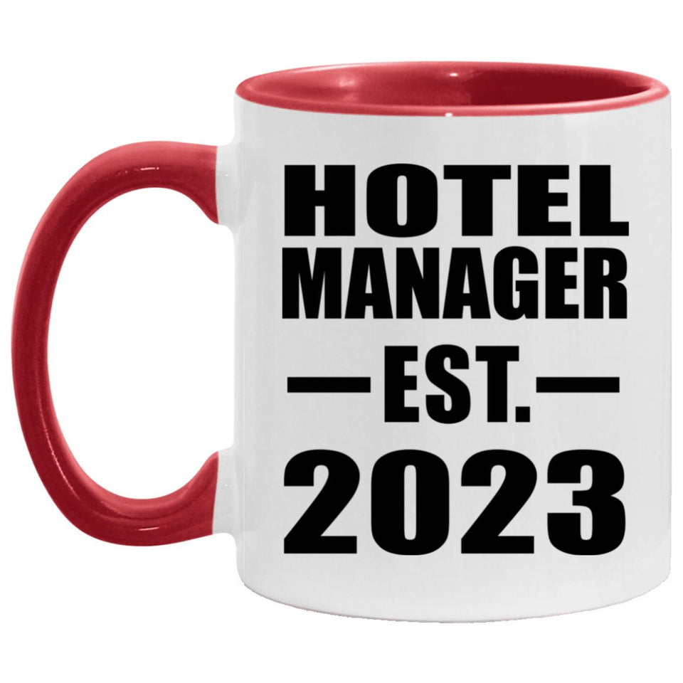 Hotel Manager Established EST. 2023 - 11oz Accent Mug Red