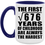 26th Birthday Square Root of 676 Years of Childhood - 15oz Accent Mug Purple