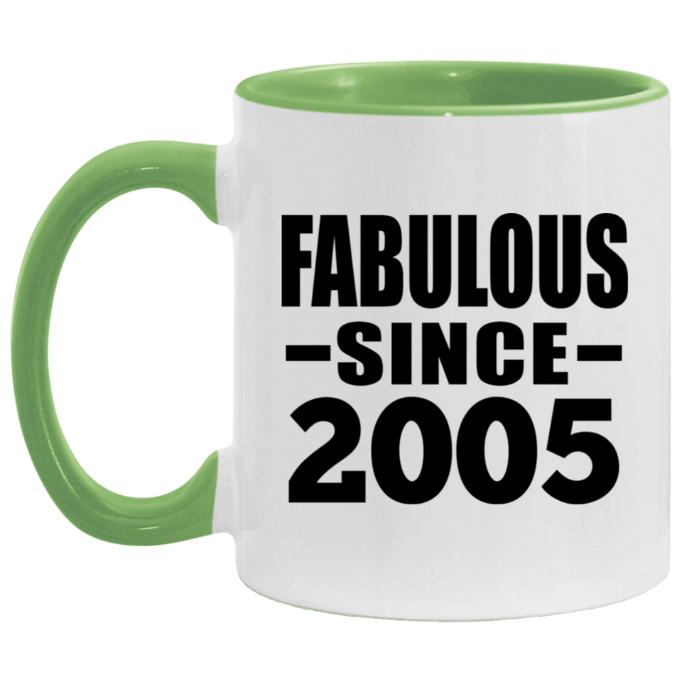 19th Birthday Fabulous Since 2005 - 11oz Accent Mug Green