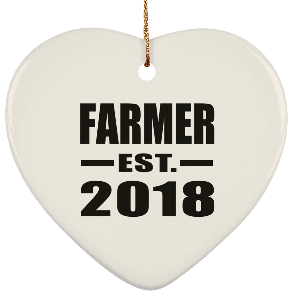 Farmer Established EST. 2018 - Heart Ornament