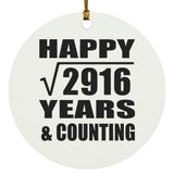 Happy 54th Anniversary Square Root of 2916 Years & Counting - Circle Ornament