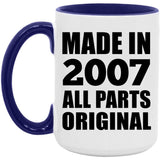 17th Birthday Made in 2007 All Parts Original - 15oz Accent Mug Purple