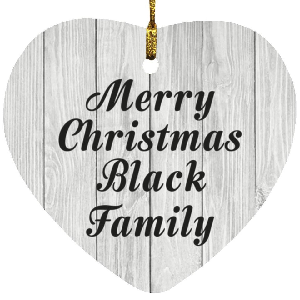 Merry Christmas Black Family - Heart Ornament F