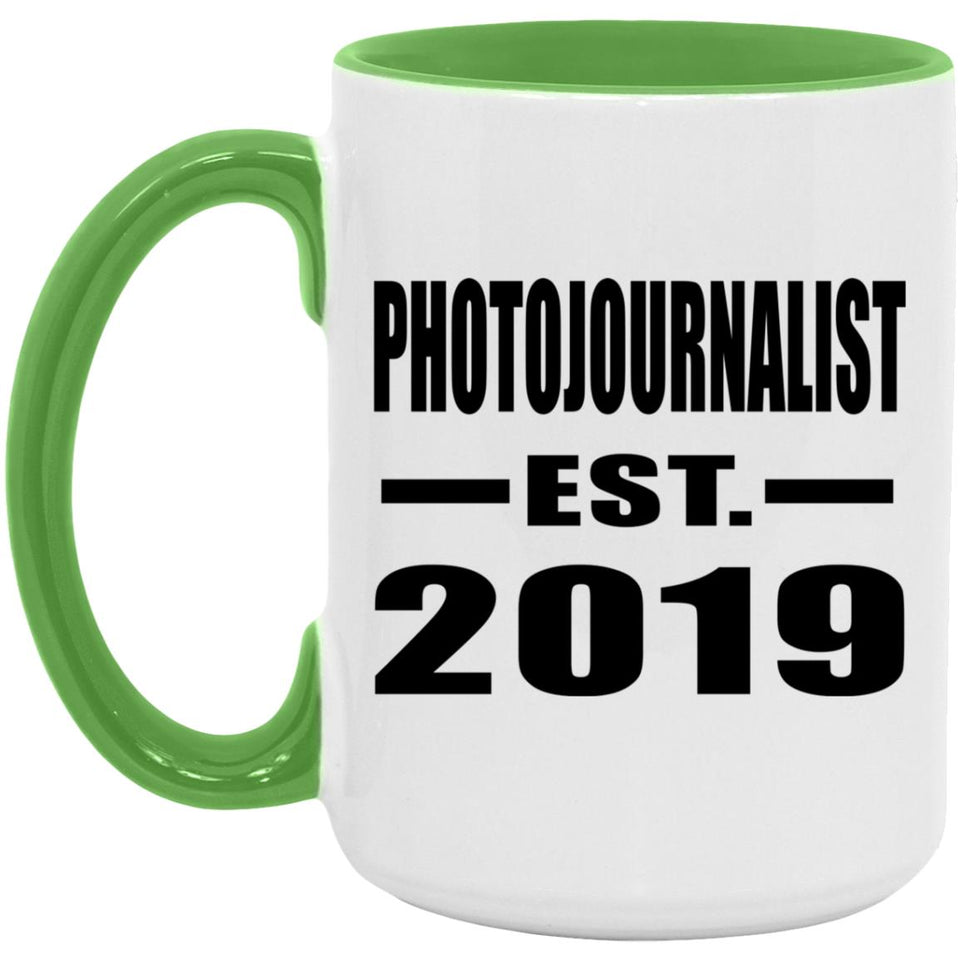 Photojournalist Established EST. 2019 - 15oz Accent Mug Green