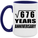 26th Anniversary Square Root of 676 Years Anniversary - 15oz Accent Mug Purple