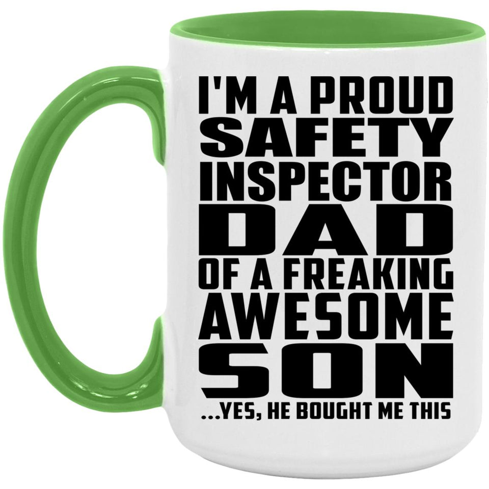 Proud Safety Inspector Dad Of Awesome Son - 15oz Accent Mug Green