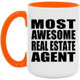 Most Awesome Real Estate Agent - 15oz Accent Mug Orange