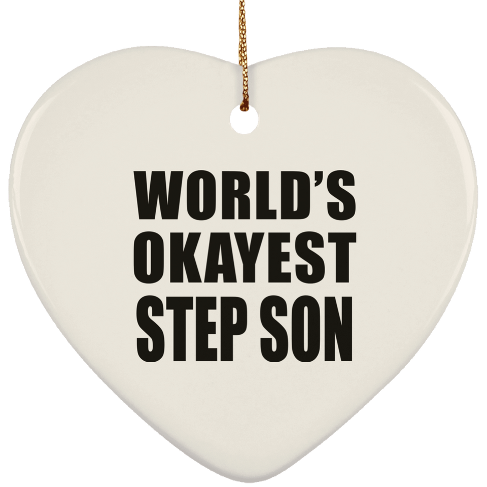 World's Okayest Step Son - Heart Ornament